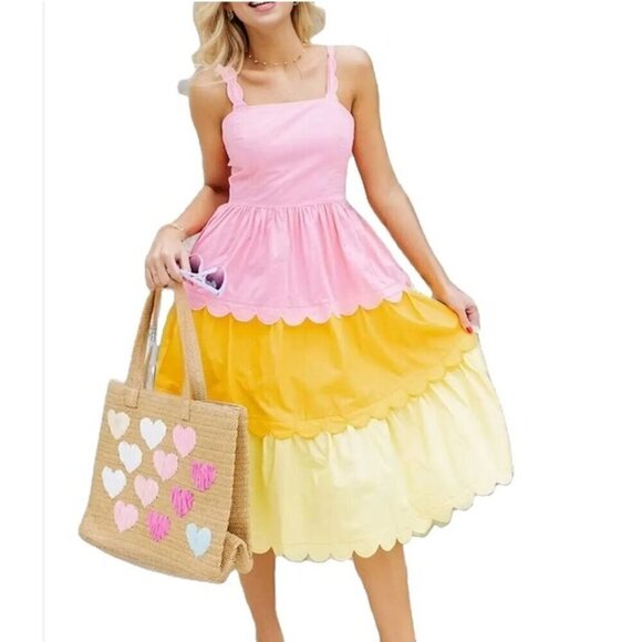 Anthropologie Dresses & Skirts - Anthropologie English Factory Tiered Midi Dress L Pockets Color Block Resort